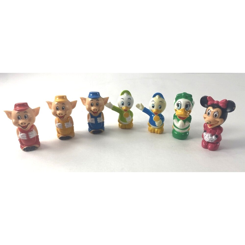 Vintage Walt Disney Pencil Topper Toy Figures LOT OF 7 Minnie Daisy Huey Louie
